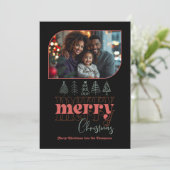 Frohe Weihnachtsbaum Doodle Modernes Foto Feiertagskarte (Stehend Vorderseite)