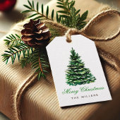 Frohe Weihnachtsbaum Eleganter grüner Skriptname Geschenkanhänger