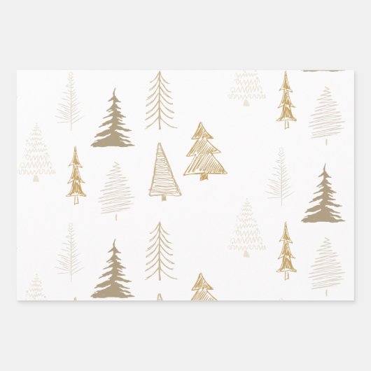 Frohe Weihnachtsbaum Falala Brown und Gold Urlaub Geschenkpapier Set (Vorderseite)