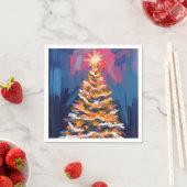 Frohe Weihnachtsbaum Farbige Wasserfarbe Serviette (Beispiel)