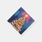 Frohe Weihnachtsbaum Farbige Wasserfarbe Serviette (Ecke)