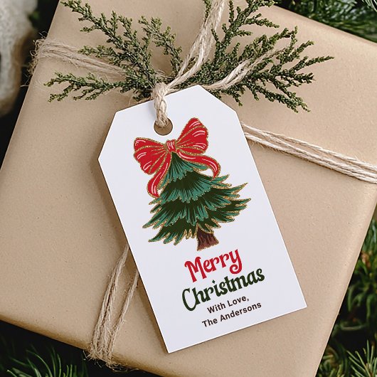 Frohe Weihnachtsbaum-Feier Geschenkanhänger