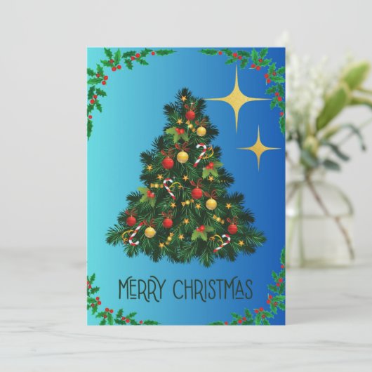 Frohe Weihnachtsbaum Feiertagskarte (Stehend Vorderseite)