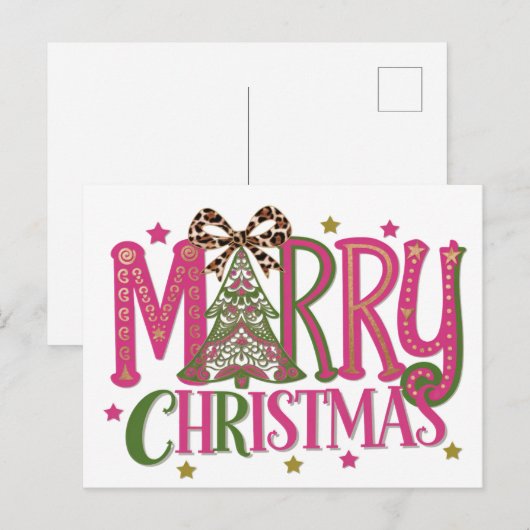 Frohe Weihnachtsbaum Feiertagspostkarte (Vorne/Hinten)