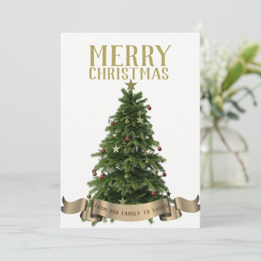 Frohe Weihnachtsbaum fest Feiertagskarte (Stehend Vorderseite)