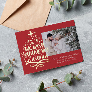 Frohe Weihnachtsbaum Foto Foil Holiday Card Folien Feiertagskarte