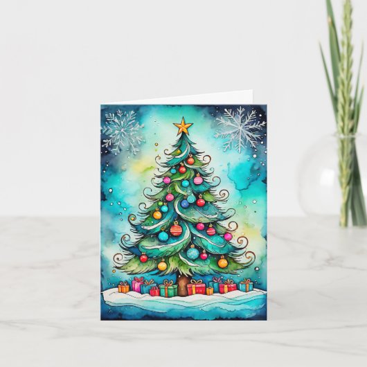 Frohe Weihnachtsbaum - Frohe Feiertage Feiertagskarte (Vorderseite)
