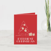 Frohe Weihnachtsbaum geflochtene Rote Foto Urlaub Karte (Vorderseite)