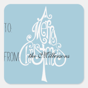 Frohe Weihnachtsbaum-Geschenkmarke Quadratischer Aufkleber