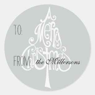 Frohe Weihnachtsbaum-Geschenkmarke Runder Aufkleber