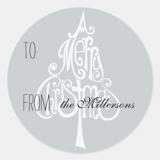 Frohe Weihnachtsbaum-Geschenkmarke Runder Aufkleber (Vorderseite)