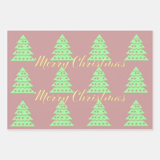Frohe Weihnachtsbaum Geschenkpapier Set (Vorderseite)