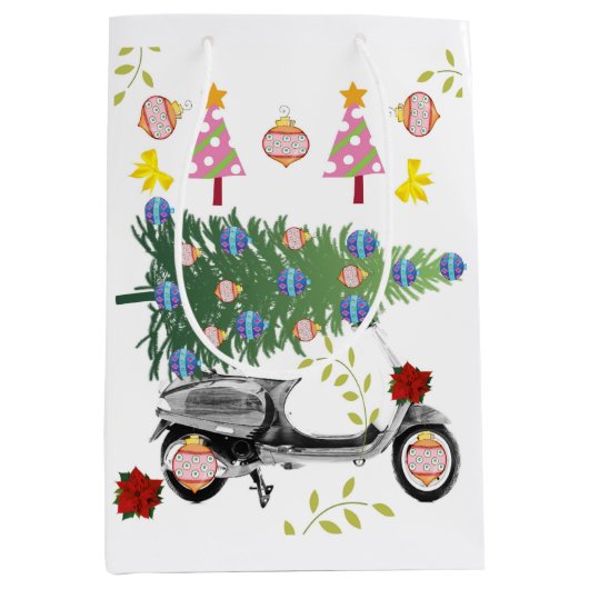 Frohe Weihnachtsbaum Geschenktaschen Mittlere Geschenktüte (Vorderseite)