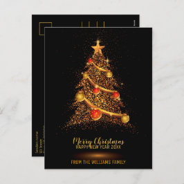 Frohe Weihnachtsbaum Glitzer Black Family Foto Feiertagspostkarte