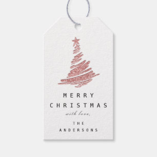 Frohe Weihnachtsbaum glücklich aus der Rose Glitz Geschenkanhänger