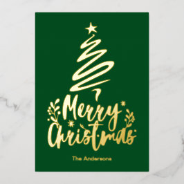 Frohe Weihnachtsbaum Gold Foil Weihnachtskarte Folien Feiertagskarte