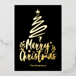 Frohe Weihnachtsbaum Gold Foil Weihnachtskarte Folien Feiertagskarte