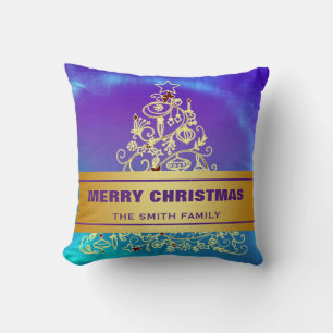 Frohe Weihnachtsbaum Gold Glitter Star Kissen