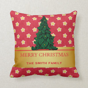 Frohe Weihnachtsbaum Gold Glitter Star Kissen