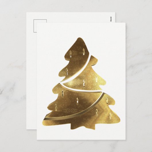 Frohe Weihnachtsbaum Gold Look Elegante Karte (Vorne/Hinten)