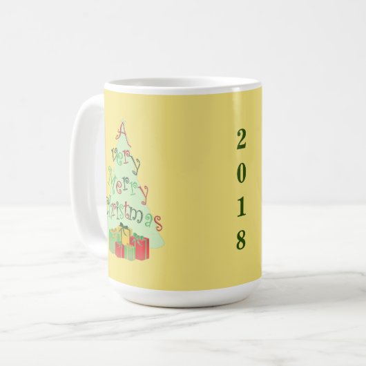 Frohe Weihnachtsbaum Grafik-Design-Tasse Kaffeetasse (Vorderseite Links)
