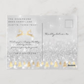 Frohe Weihnachtsbaum Gray Gold Spark Foto Glitzer Postkarte (Rückseite)