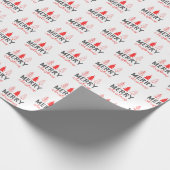 Frohe Weihnachtsbaum Gray Red Geschenkpapier (Ecke)