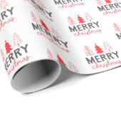 Frohe Weihnachtsbaum Gray Red Geschenkpapier (Rolleneckpunkt)