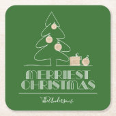 Frohe Weihnachtsbaum Green Rechteckiger Pappuntersetzer (Vorderseite)