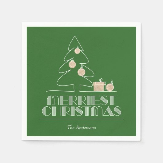 Frohe Weihnachtsbaum Green Serviette (Vorderseite)