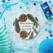 Frohe Weihnachtsbaum Grün Weiße Schnee Minimal Pappteller (Party)