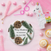 Frohe Weihnachtsbaum Grün Weiße Schnee Minimal Pappteller (Party)