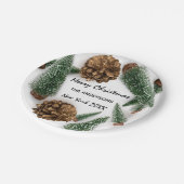 Frohe Weihnachtsbaum Grün Weiße Schnee Minimal Pappteller (Schrägansicht)