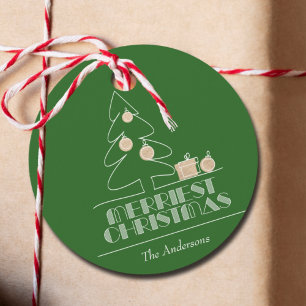 Frohe Weihnachtsbaum Grüne Feiertage Geschenkanhänger
