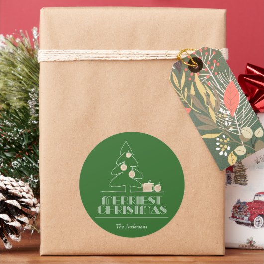 Frohe Weihnachtsbaum Grüner Urlaub Runder Aufkleber (Feiertag)