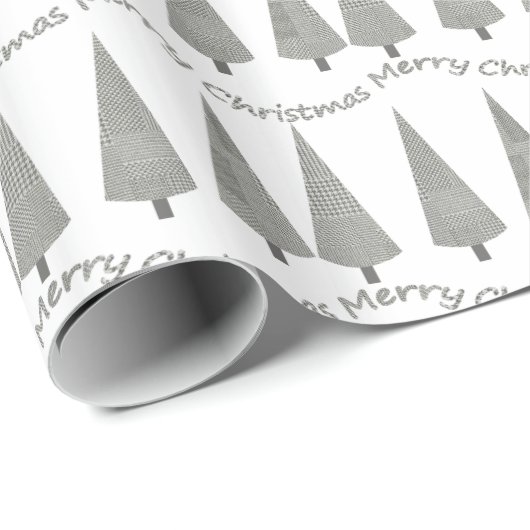 Frohe Weihnachtsbaum Hahnentrittmuster Muster auf Geschenkpapier (Rolleneckpunkt)