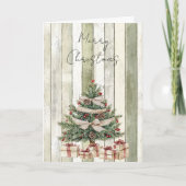 Frohe Weihnachtsbaum Imitate Grüne Holzstreifen Karte (Vorderseite)