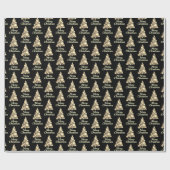 Frohe Weihnachtsbaum in Sepia und Schwarz Geschenkpapier (Flach)