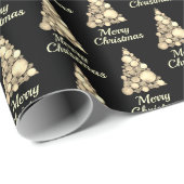 Frohe Weihnachtsbaum in Sepia und Schwarz Geschenkpapier (Rolleneckpunkt)