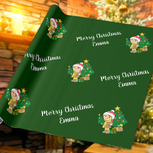 Frohe Weihnachtsbaum Individuelle Name Personalisi Geschenkpapier