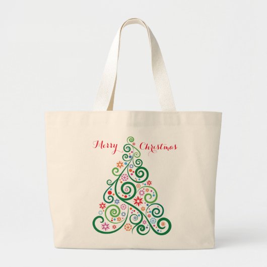Frohe Weihnachtsbaum Jumbo-Tasche Jumbo Stoffbeutel (Vorne)