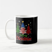 Frohe Weihnachtsbaum Kariert Us Flagge Schneeflock Kaffeetasse (Links)
