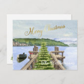 Frohe Weihnachtsbaum Lake Budget FLAT Feiertagskarte (Vorne/Hinten)