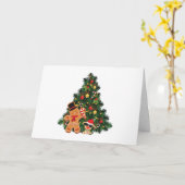 Frohe Weihnachtsbaum, Lebkuchen und Ornamente Karte (Gelbe Blume)