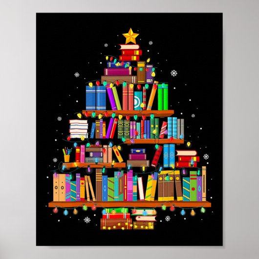 Frohe Weihnachtsbaum Lesebücher Liebhaber Biblioth Poster (Vorne)