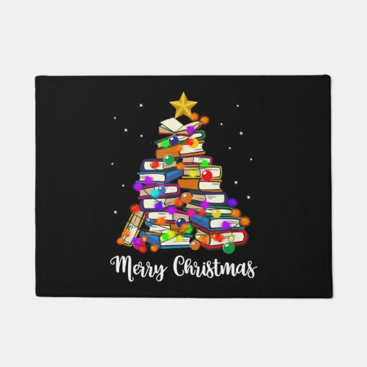 Frohe Weihnachtsbaum lesen Bücher Lover Librarian Fußmatte (Vorderseite)