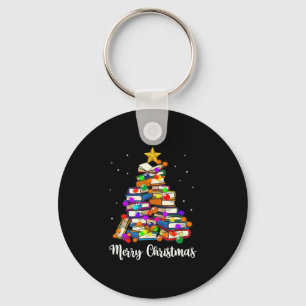 Frohe Weihnachtsbaum lesen Bücher Lover Librarian Schlüsselanhänger