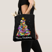 Frohe Weihnachtsbaum lesen Bücher Lover Librarian Tasche (Von Nahem)