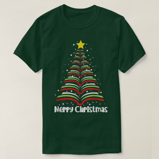 Frohe Weihnachtsbaum Liebe lesen Bücher Bibliothek T-Shirt (Design vorne)