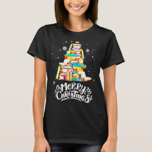 Frohe Weihnachtsbaum Liebe lesen Bücher Bibliothek T-Shirt